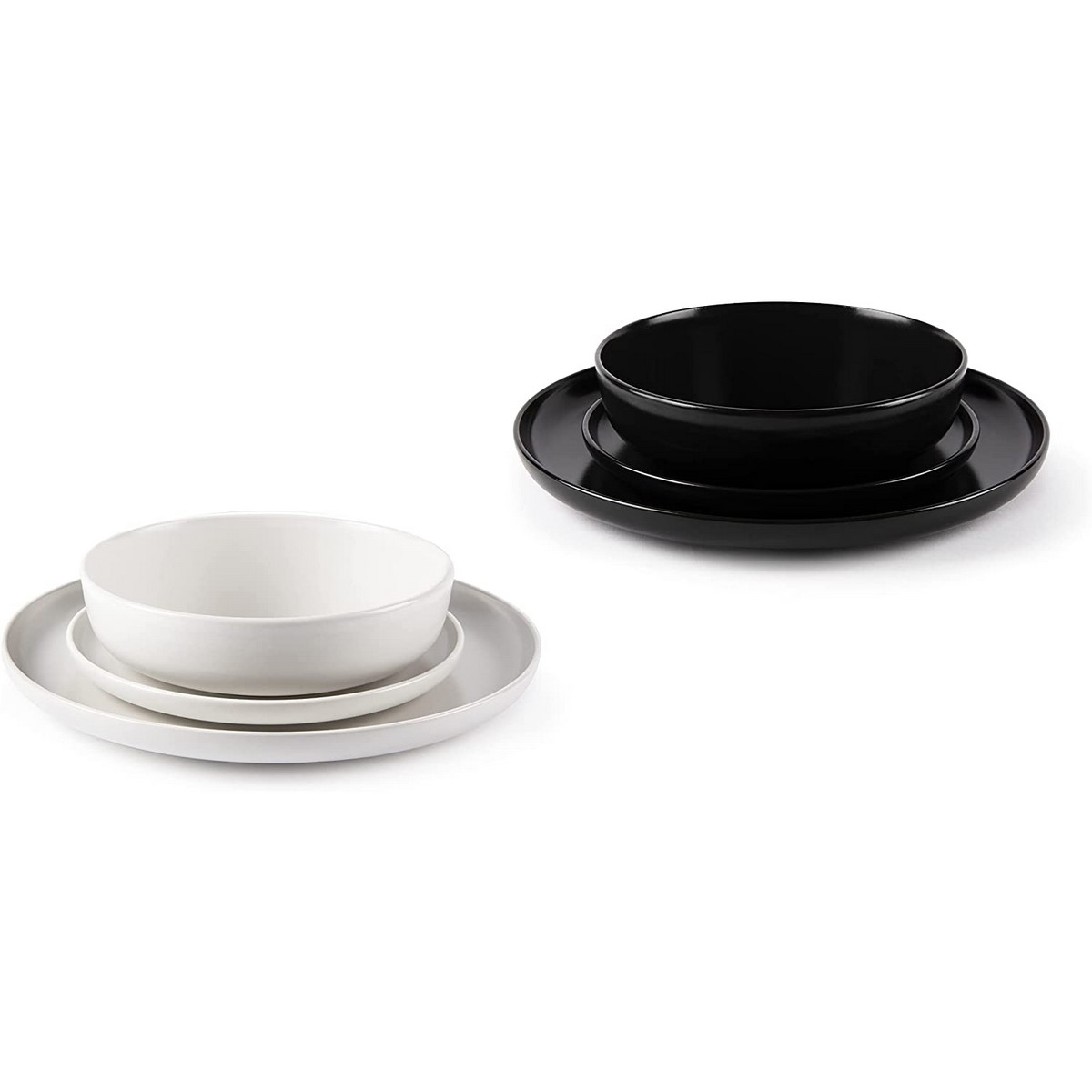 Acquista online Excelsa Service 18 Nordic black white table plates with round effect Excelsa